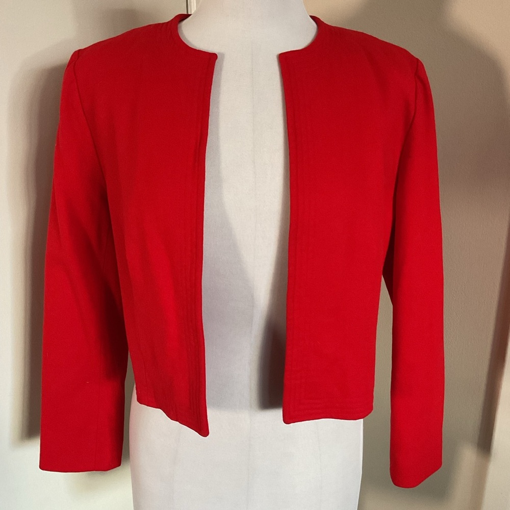 Vintage Pendleton Red 100% Virgin Wool Cropped Jacket Petite 2 4 Made in USA